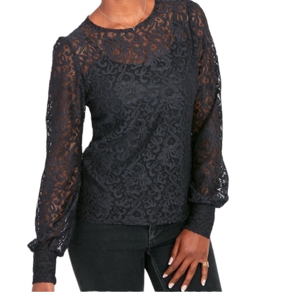 Stella & Dot Julianna black Lace Top Size L - Picture 1 of 8
